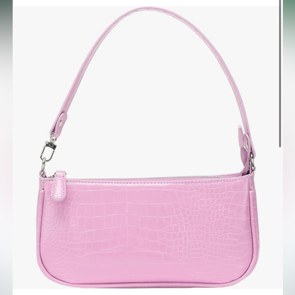 Pink Shoulder Purse Faux Croc